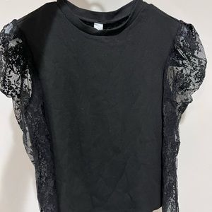 Black top with lace sleeves